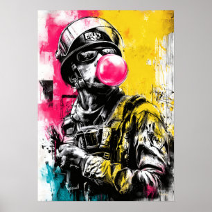 Urban taktisk figur med bubbelgum samtida  poster