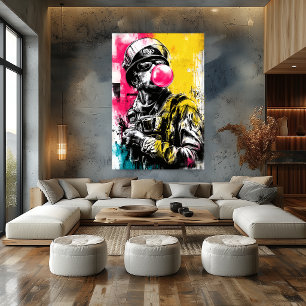 Urban taktisk figur med bubbelgum samtida  poster