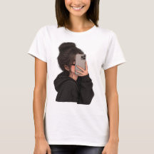 Urban tjej telefon selfie streetwear grafisk t-shi