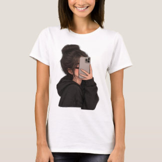 Urban tjej telefon selfie streetwear grafisk t-shi t shirt