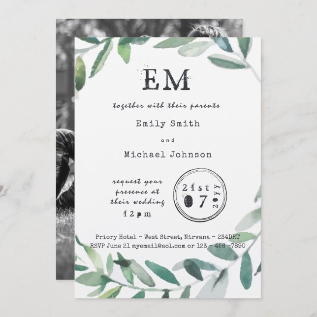 Urban Trädgårdscharm - Rustik bladtypsats Kraft Inbjudningar (Fram/baksida)