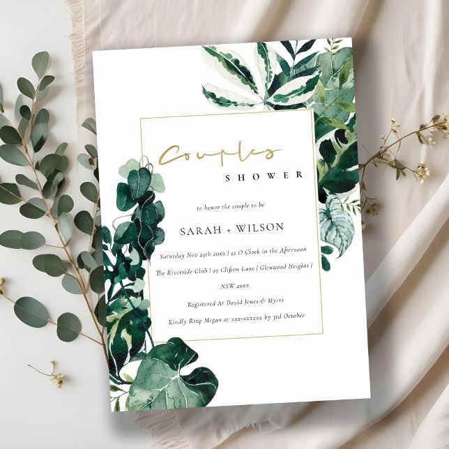 URBAN TROPICAL MONSTERA FAUNA COUPLE SHOWER INBJUD TACK KORT (Skapare uppladdad)