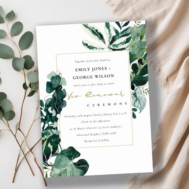 URBAN TROPICAL MONSTERA FOLIAGE VOW RENEWAL INBJUD TACK KORT (Skapare uppladdad)