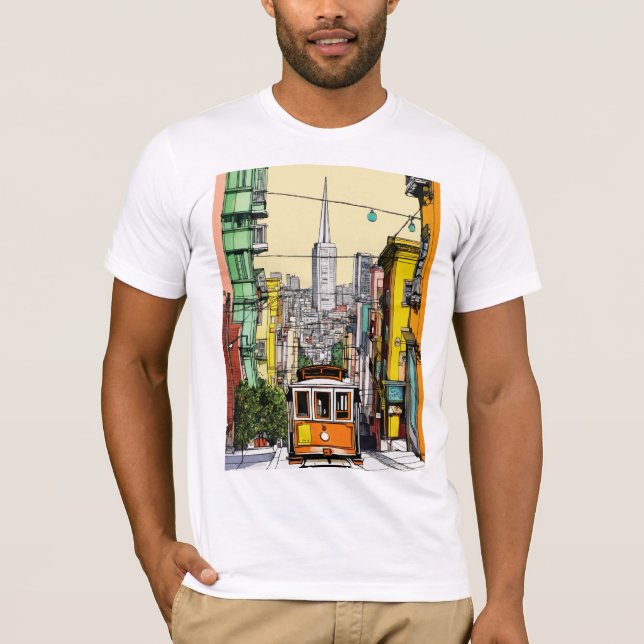 Urban Vibes: San Francisco Streetcar Art T-Shirt (Framsida)