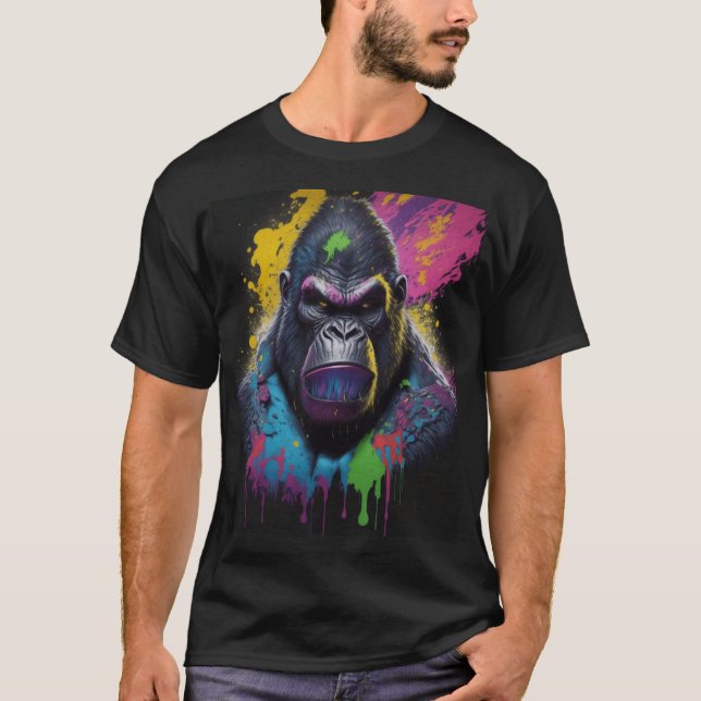 "Urban Vild: Vibrant Ape Paint Stänk Tee" T Shirt (Framsida)