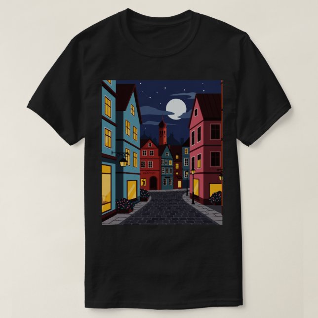 Urbant landskap på natten t shirt (Design framsida)