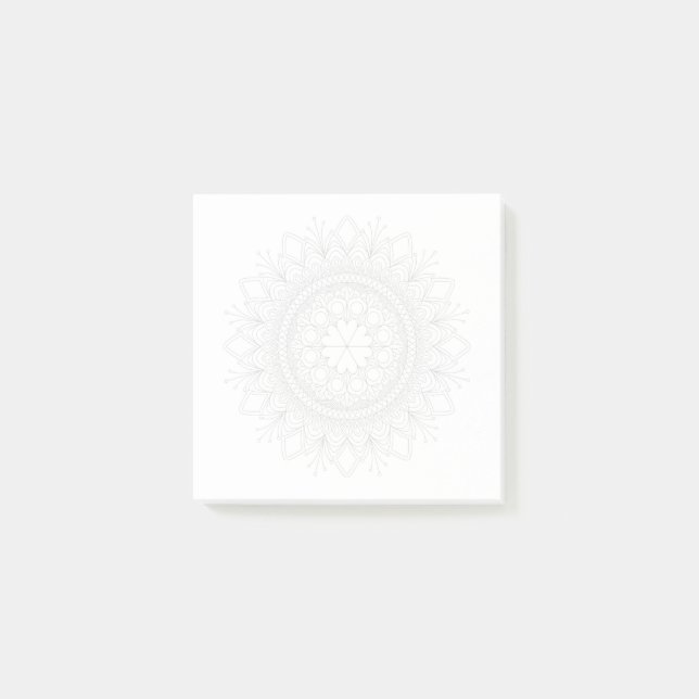 Urbleknad Mandala Fantasy Blomma och hjärtan Post-it Block (Framsida)