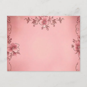 Urblekt blommönster på rosa bakgrund vykort