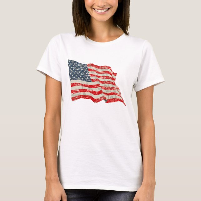 Urblekt härlighetamerikanska flaggan tee shirt (Framsida)