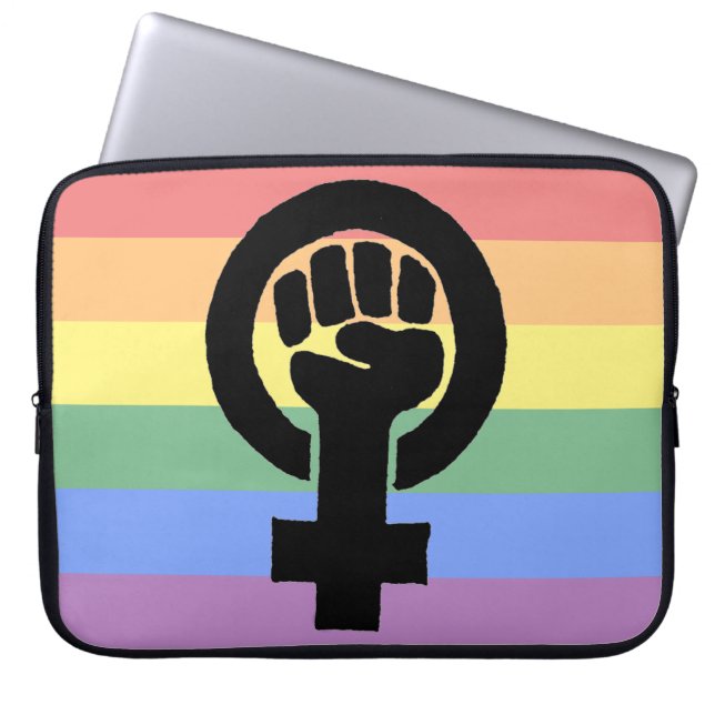 Urblekt regnbåge för lesbisk näve för pride laptop fodral (Framsidan)