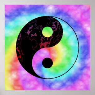Urblekt regnbågeYin Yang affisch