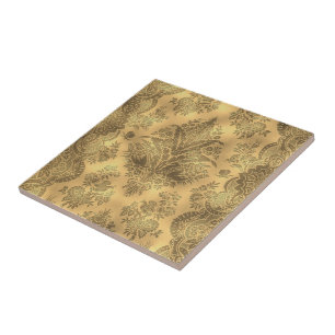 Urblekt vintageblommigt för Sepia Kakelplatta