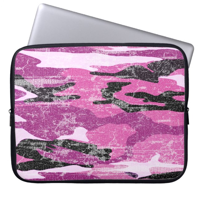 Urblekta rosa Camo Laptop Sleeve (Framsidan)