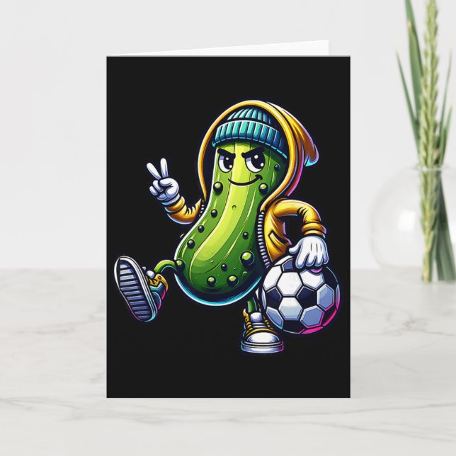 Urbyn Pickle Fotbollsspelare Cool Cartoon Vibes  Kort (Framsida)