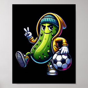 Urbyn Pickle Fotbollsspelare Coola Cartoon-vibbar Poster