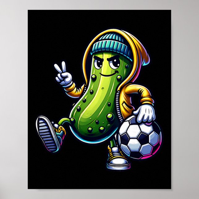 Urbyn Pickle Fotbollsspelare Coola Cartoon-vibbar  Poster (Framsidan)