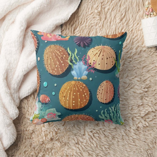 Urchin Coral Print Kudde (Filt)