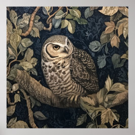 Urdvärguv i en nattlig skog i William Morris-stil Poster