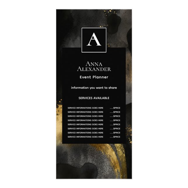 Urerda Svep | Svart Guld Abstrakt Design Reklamkort (Framsidan)