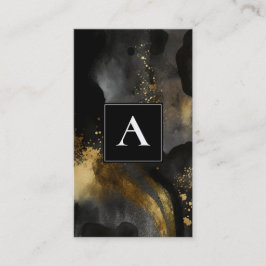 Urerda Svep | Svart Guld Abstrakt Design Visitkort