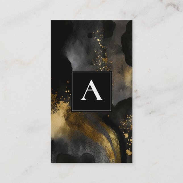 Urerda Svep | Svart Guld Abstrakt Design Visitkort (Framsida)