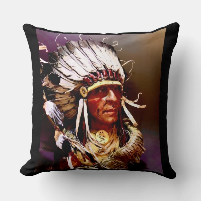 Urfolk Amerikansk "Kiowa Chief" konst Kudde (Framsida)