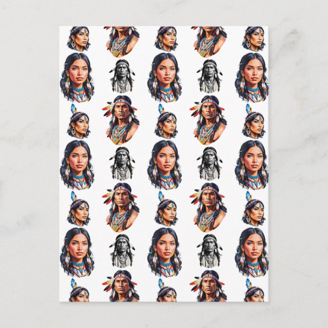Urfolk Indian Stammens Mönsterdesign  Vykort (Framsida)