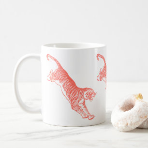 Urgående Orange Tigers Illustration Mugg