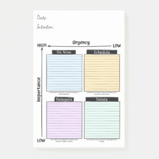 Urgent Important, Eisenhower Matrix Post-It Notes Block