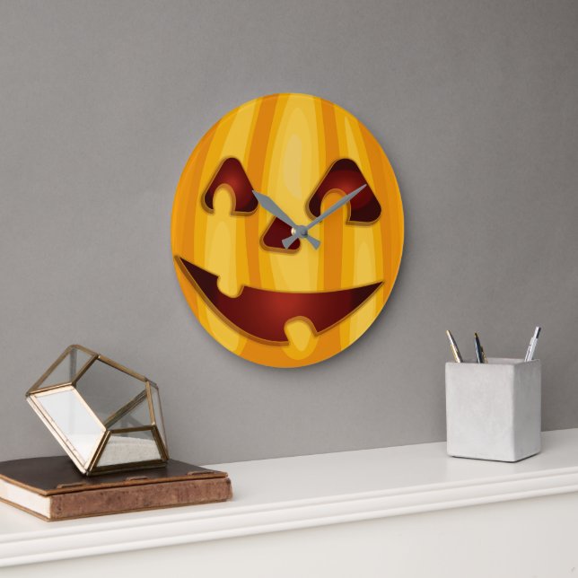 Urgröpt pumpa leende Halloween-design Stor Klocka (Kontor)