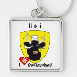 Uri-Schweiz - Suisse - Svizzera Schlüsselanhänger Fyrkantig Silverfärgad Nyckelring