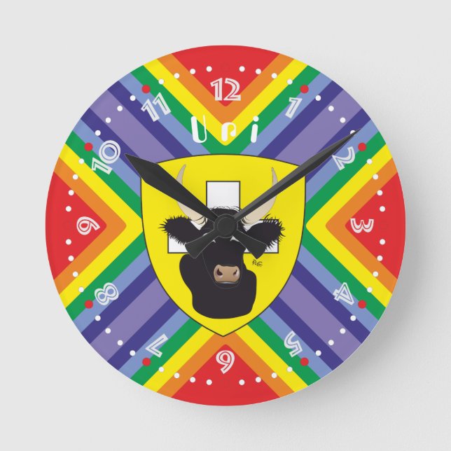 Uri Schweiz Suisse Svizzera Svizra Uhr Rund Klocka (Framsida)