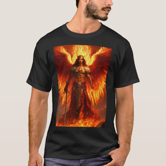 Uriels brandstaty Angel Flames design T-Shirt (Framsida)