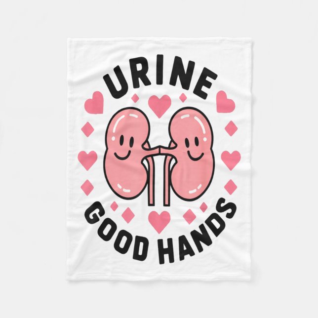 Urine Good Hands Kidney Pun Cute Cartoon Humor  Fleecefilt (Framsidan)