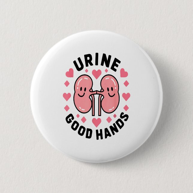 Urine Good Hands Kidney Pun Cute Cartoon Humor  Knapp (Framsida)
