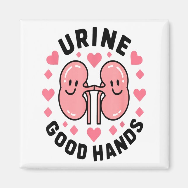Urine Good Hands Kidney Pun Cute Cartoon Humor  Magnet (Framsidan)