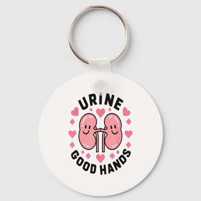 Urine Good Hands Kidney Pun Cute Cartoon Humor  Nyckelring (Framsida)
