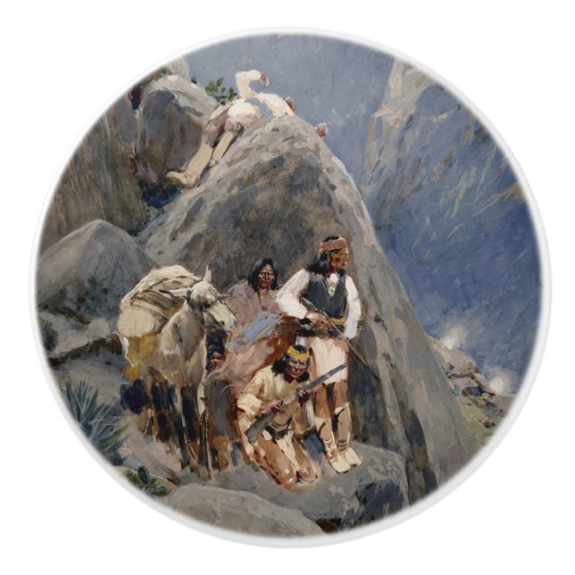 Urinvånar-ikoner: Apachekrigare, USAs kavalleri Knopp (Framsidan)