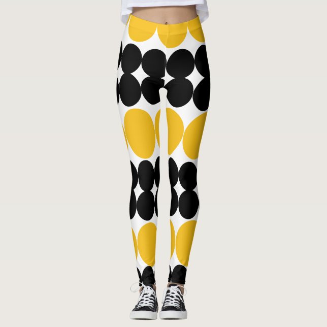 Urklippscirklar, Gult och Mönster-design Leggings (Framsida)