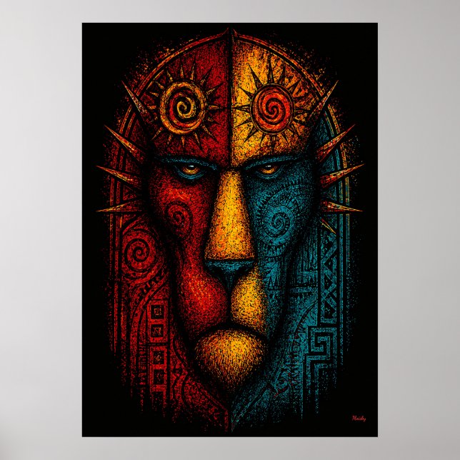 Urkung Lejon Abstrakt Konst – Expressionistisk Poster (Framsidan)