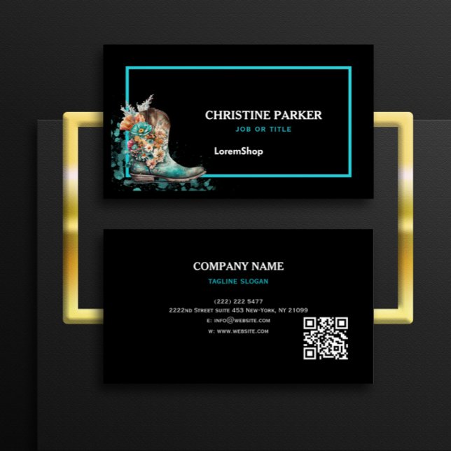 URL-kod för Western Blommigt med vattenfärg Visitkort (Skapare uppladdad)