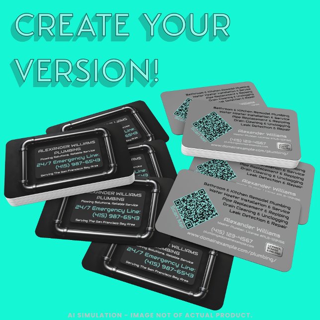 URL till Sleek Anpassningsbar Black Metall Rör Plu Visitkort (Skapare uppladdad)