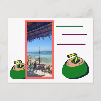 Urlaub Meer und Kokosnuss Trink Vykort