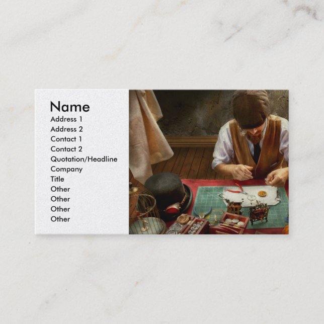 Urmakare - En demonstration i horologi Visitkort (Framsida)