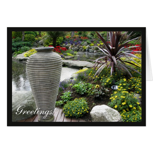Urn i Garden med justerbar Ram Hälsningskort (Framsidan Horizontal)