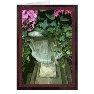 Urn med vanlig hortensia, kort, 5" x7" som är tom hälsningskort