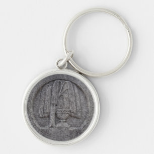 Urn- & pilnyckelring rund silverfärgad nyckelring