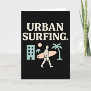 Urn Surfing Retro Block Art Streetwear Grafisk Des Kort