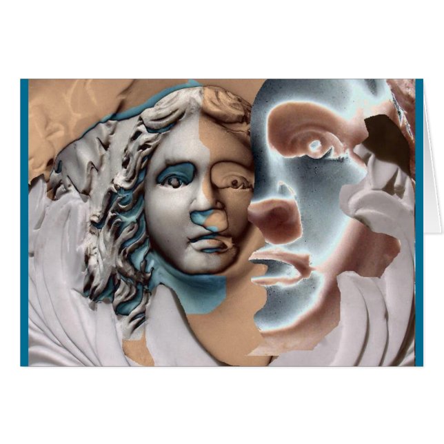 Urnansikteblått förkopprar hälsningskort (Framsidan Horizontal)