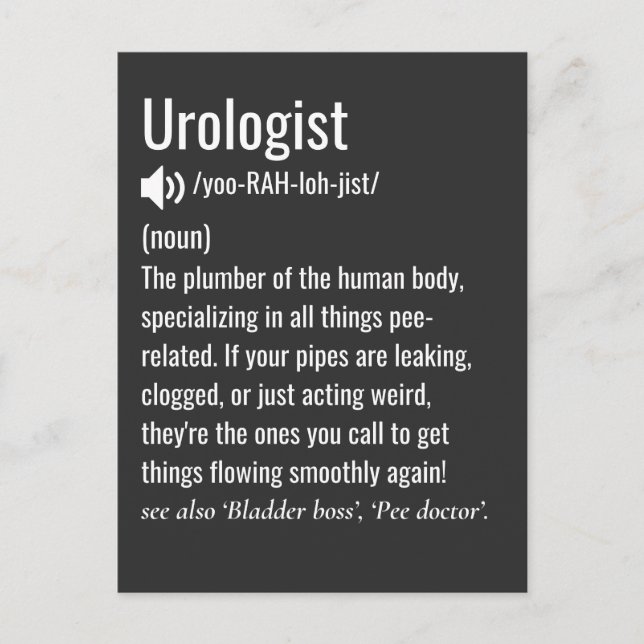 urolog-definition lustig urologi vykort (Framsida)